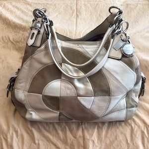 Coach cream leather and suede purse